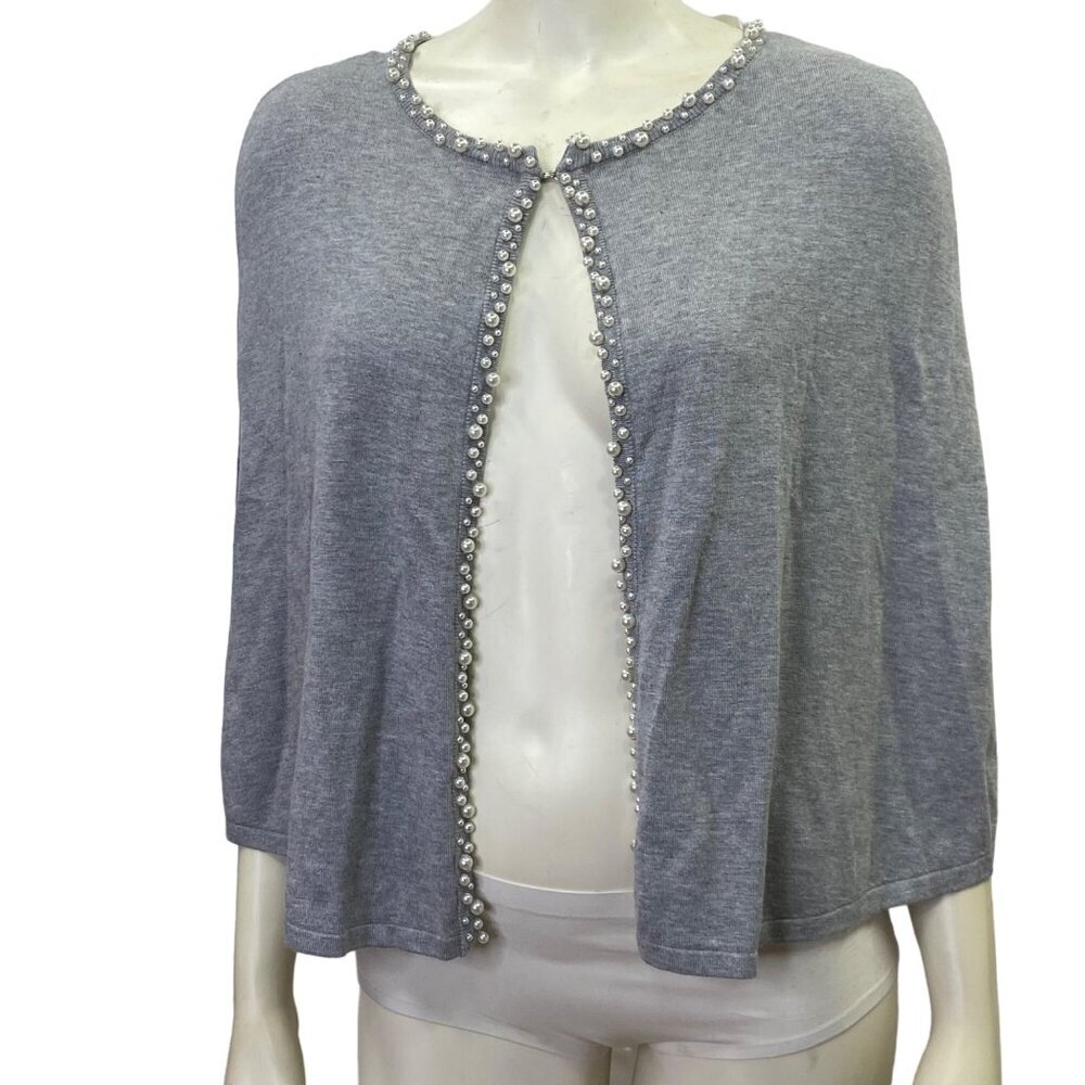 CALVIN KLEIN PEARL EMBELLISHED CAPE ONE SIZE
